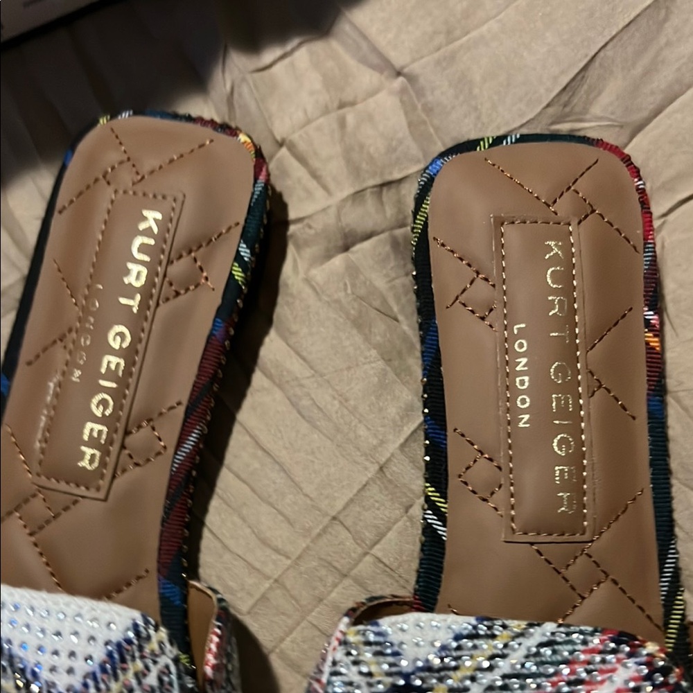 Kurt Geiger Red and Blue Sandals with Metallic Buckle - Picture 2 of 4